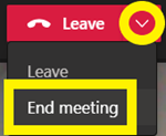 MicrosoftTeams CallControls EndMeeting